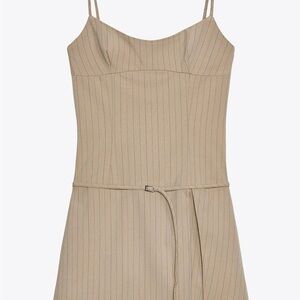 Zara Pinstripe Romper with Belt - Size M (Fits Small)
